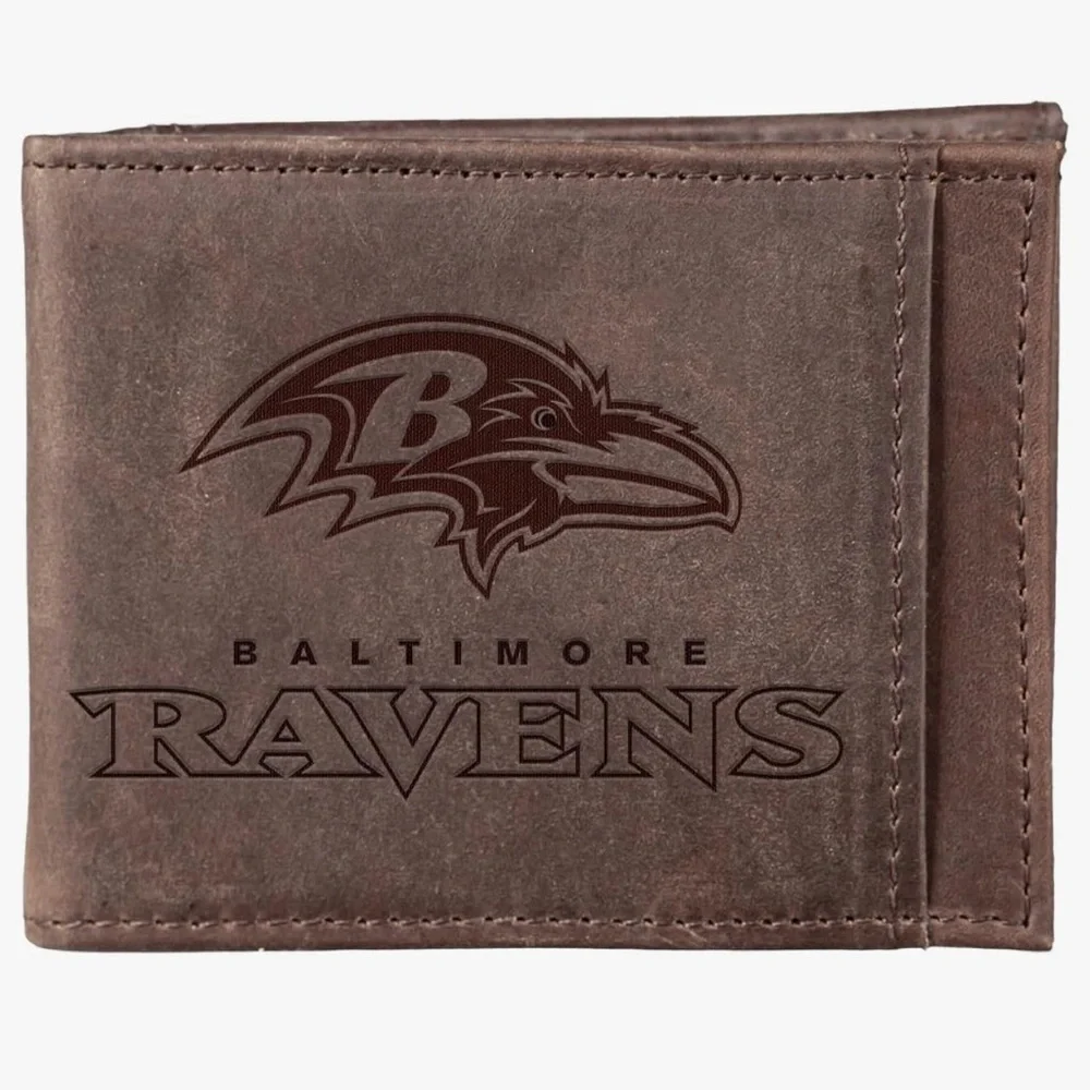 Baltimore Ravens Brown Bifold Leather Wallet NFL new